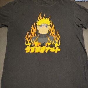 Naruto Kids T-Shirt with Flame Design - Black